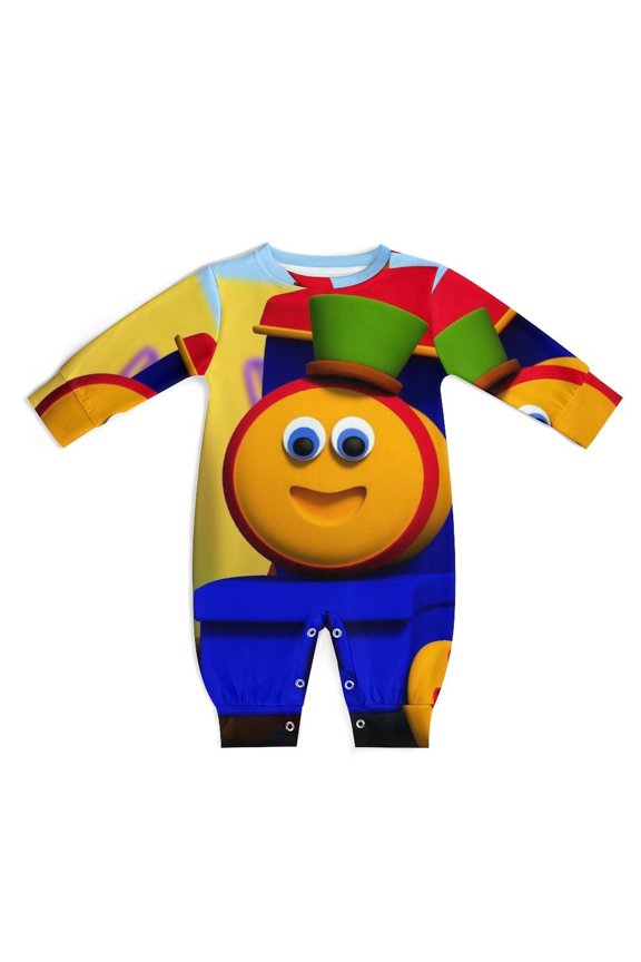 Bob The Train Baby Romper Jumpsuits, Long Sleeve Footless One-Piece Outfits for Boys Girls