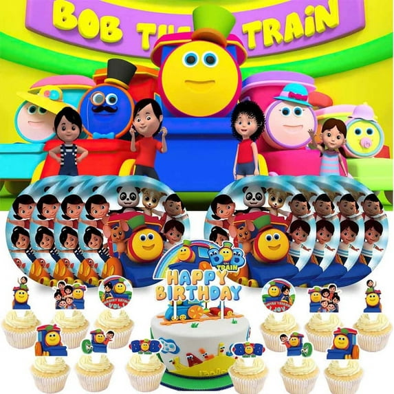 Bob The Train Party Supplies Birthday Decorations Plates Banner Kids Cake Toppers Set Decor