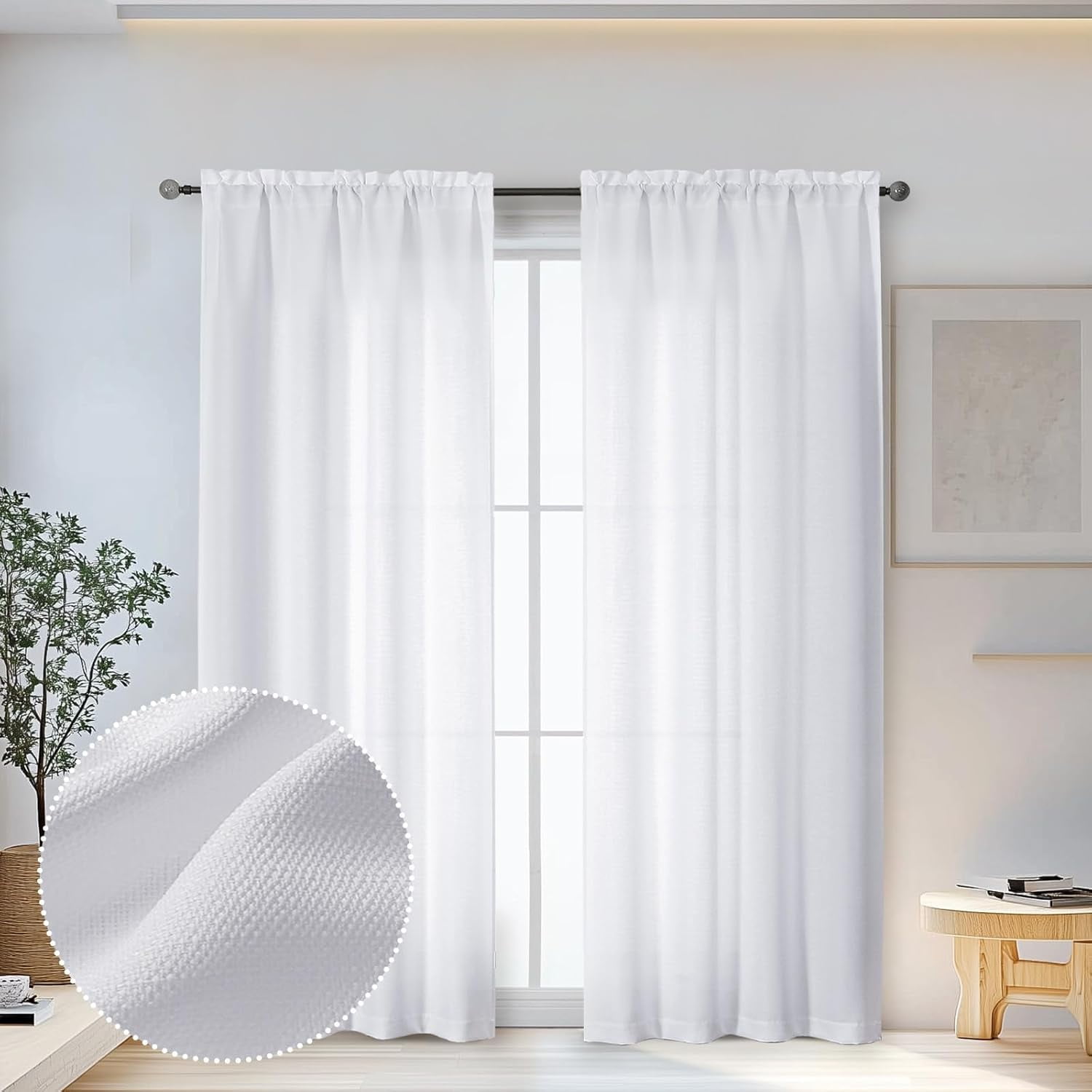 Bob White Curtains 72 Inch Length 2 Panels Set for Living Room Bedroom ...