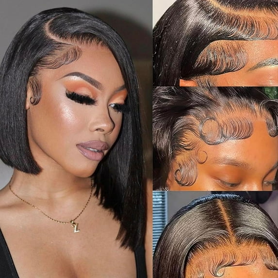 Bob Wig Human Hair 4x4 HD Transparent Lace Front Wigs 180% Density Frontal Lace Wigs Human Hair 12 Inch