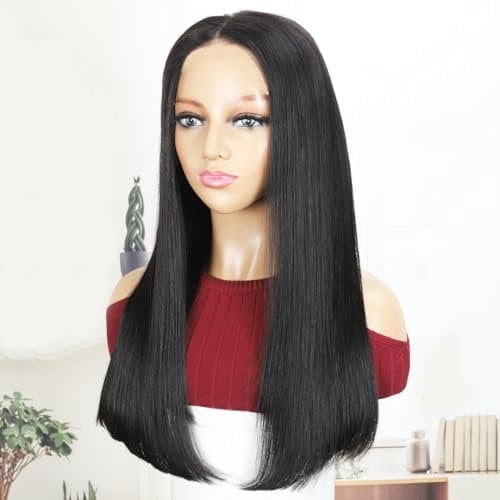 Bob Wig Human Hair Straight  Lace Front Bob Wigs for Black Women Human Hair Pre Plucked Glueless Side Part Middle Part C Part 150% Density Human Hair  Black 5X5 20 inch bob