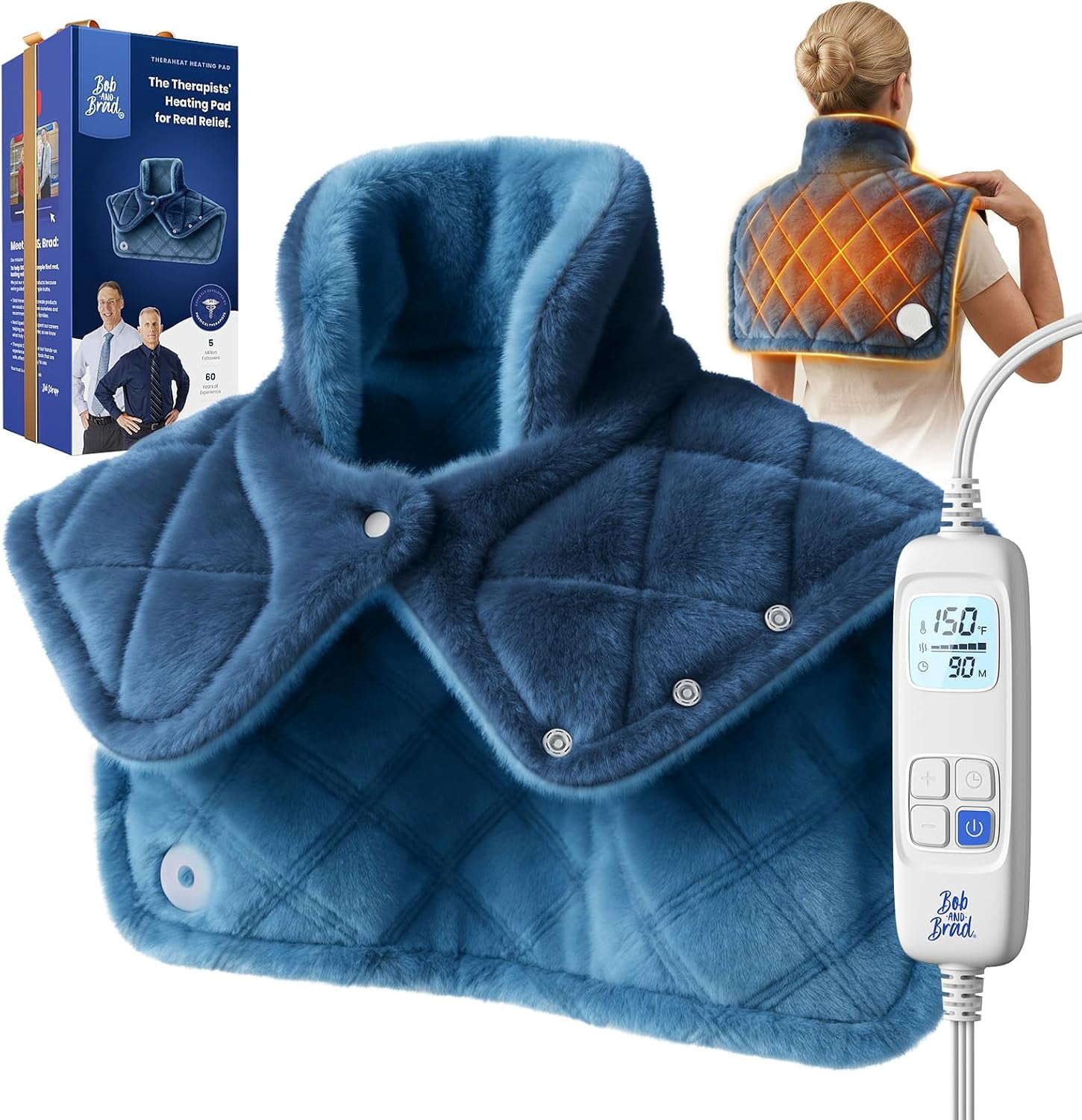 Bob and Brad 2.2lb Weighted Heating Pad for Neck and Shoulders Deep Tissue Relax, 20"x22", Gift for Mom Women
