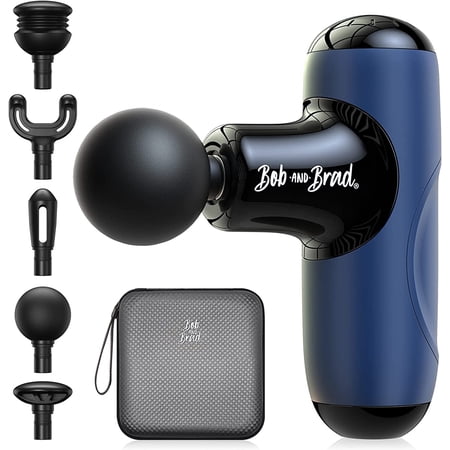 Bob and Brad Q2 Mini Massage Gun, Portable Full Body Percussion Handheld Deep Tissue Massager Gun, Muscle Massager with Ergonomic Handle, Blue