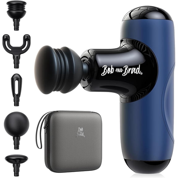 Bob and Brad Q2 Mini Massage Gun, Portable Full Body Percussion Handheld Deep Tissue Massager Gun, Muscle Massager with Ergonomic Handle, Blue