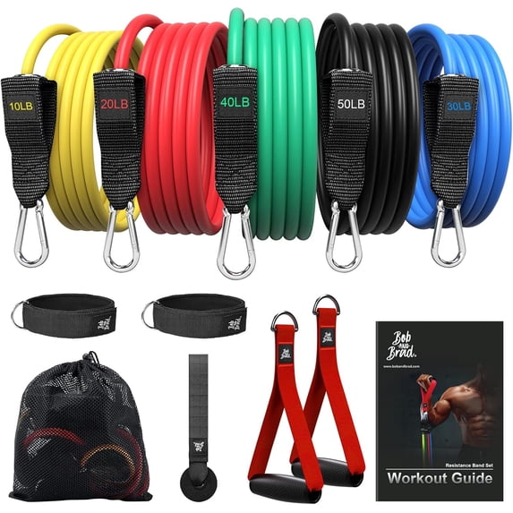 Bob and Brad Resistance Bands Set for Workout Stackable Up to 150 lbs, Handles and Carry Case for Strength, Yoga, Gym