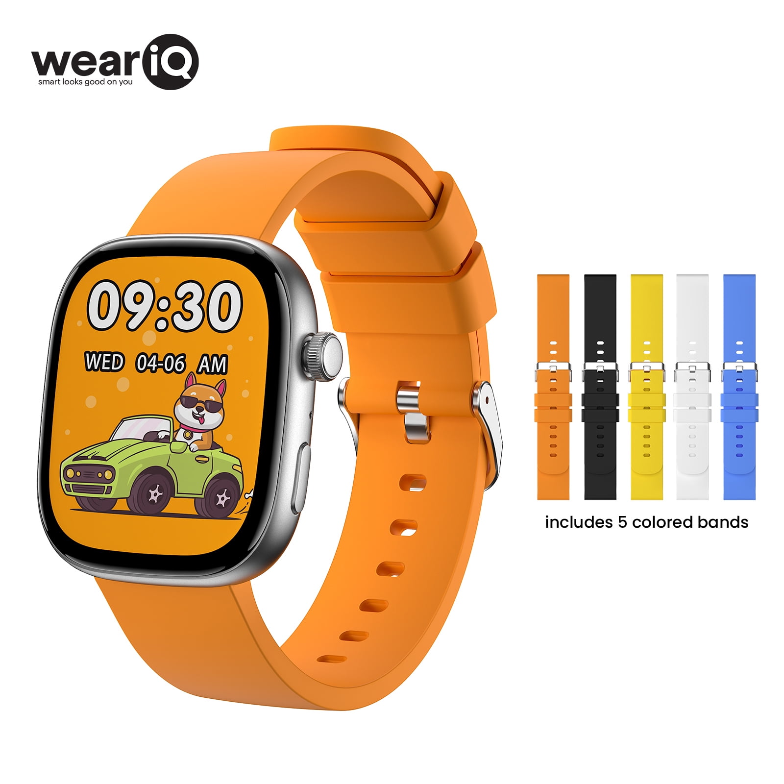 WeariQ Kids Smart Watch with 5 Color Straps,1.75" Large Screen, Bluetooth Calling 123 Sports Modes IP68 Waterproof,Fitness Tracker with Heart Rate Monitor All-in-One Gift for Active Kids