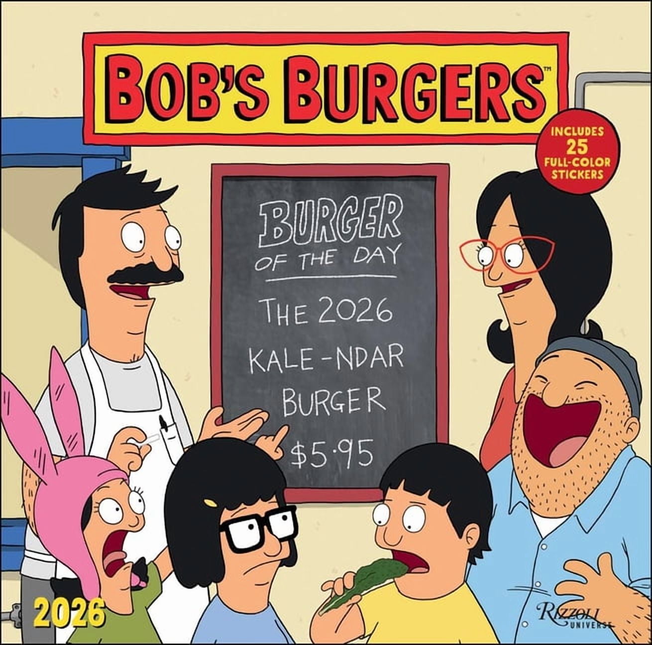 Bob's Burgers 2026 Wall Calendar (Includes Stickers), (Paperback)
