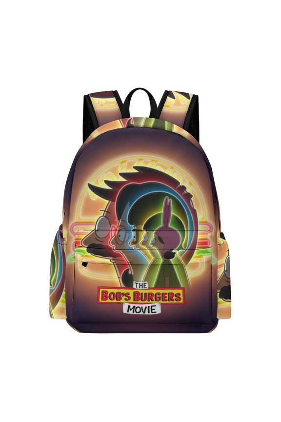 Bob's Bur-Ger Backpack 16.5 Inch Oxford Cloth Backpack Cartoon Bookbag with Front Pocket
