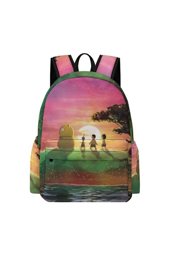 Bob's Bur-Ger Backpack 16.5 Inch Oxford Cloth Backpack Cartoon Bookbag with Front Pocket