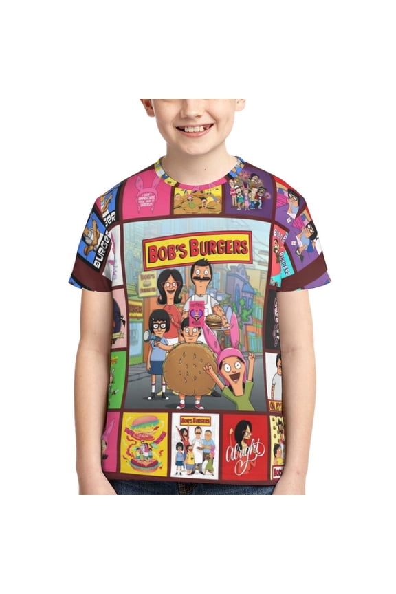 Bob's Bur-Ger Boys Girls T Shirts Cartoon Teens Shirts 3D Graphic Funny Print Shirts for Youth Shirts