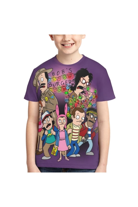 Bob's Bur-Ger Boys Girls T Shirts Cartoon Teens Shirts 3D Graphic Funny Print Shirts for Youth Shirts