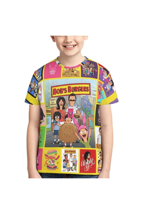Bob's Bur-Ger Boys Girls T Shirts Cartoon Teens Shirts 3D Graphic Funny Print Shirts for Youth Shirts