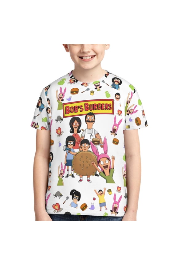 Bob's Bur-Ger Boys Girls T Shirts Cartoon Teens Shirts 3D Graphic Funny Print Shirts for Youth Shirts