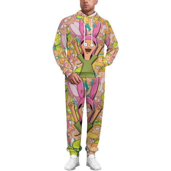 Bob's Bur-,Ger Hoodie and Sweatpants Set Hooded Sweatshirt Pants 2 Piece Tracksuit for Men Women