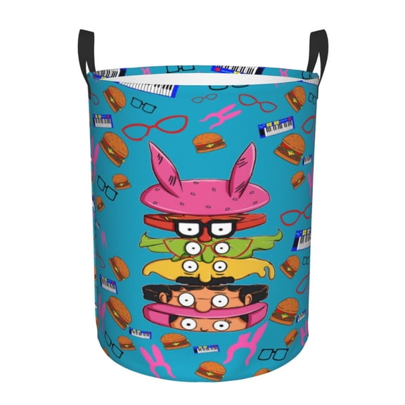 Bob's Bur-Ger Laundry Hamper Cartoon Car Nursery Hamper Large Baby Clothes Toy Storage Basket Bin for Kids Boys Bedroom Bathroom Decor