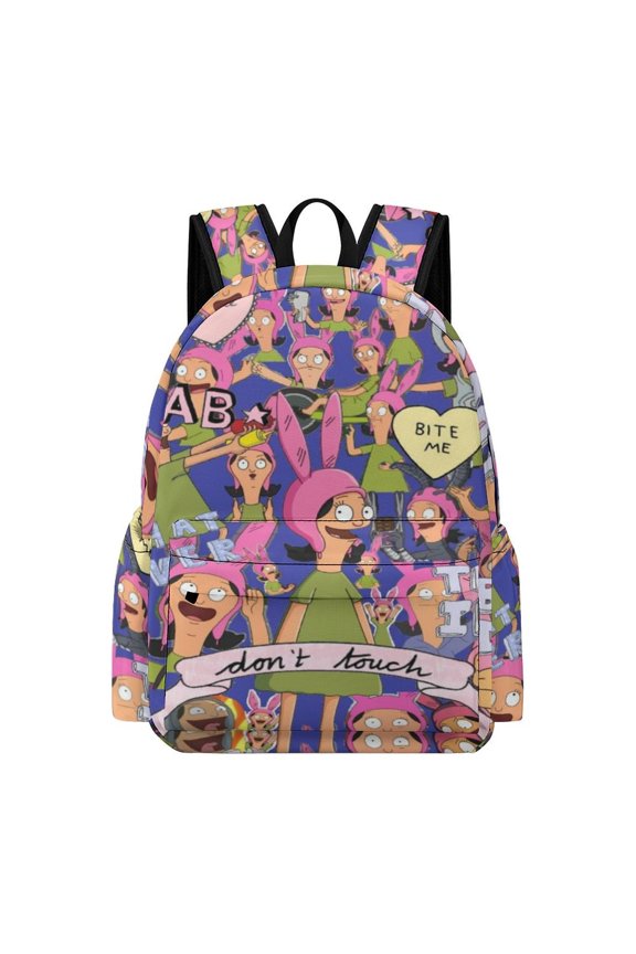 Bob's Bur-Ger Louise Backpack 16.5 Inch Oxford Cloth Backpack Cartoon Bookbag with Front Pocket