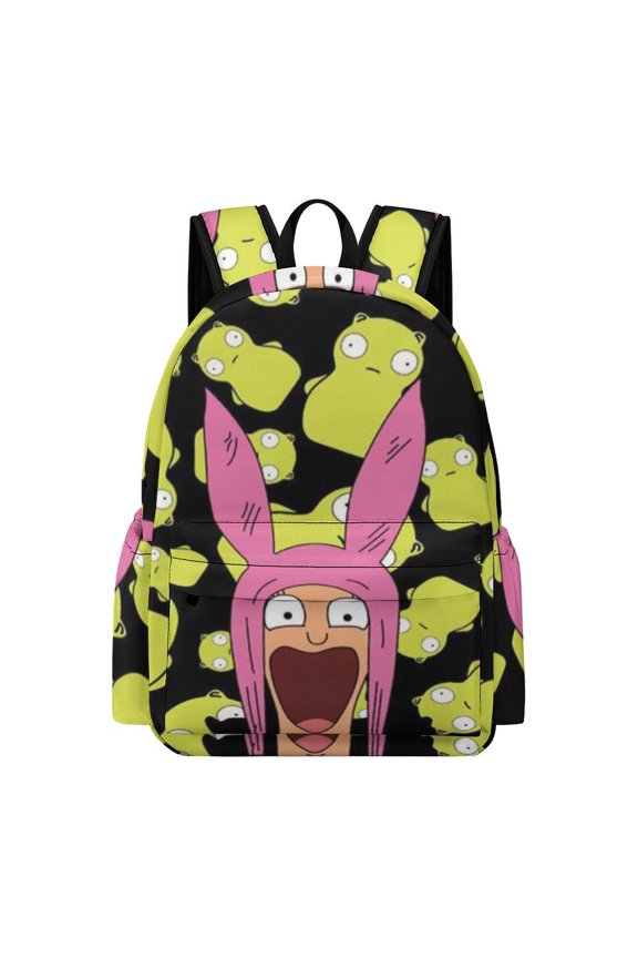 Bob's Bur-Ger Louise Backpack 16.5 Inch Oxford Cloth Backpack Cartoon Bookbag with Front Pocket