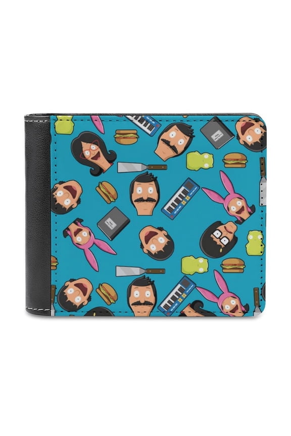 Bob's Bur-Ger Wallet for Men Leather Purse Clutch Card Holders Travel Wallet Thin Money Bag Cash Case