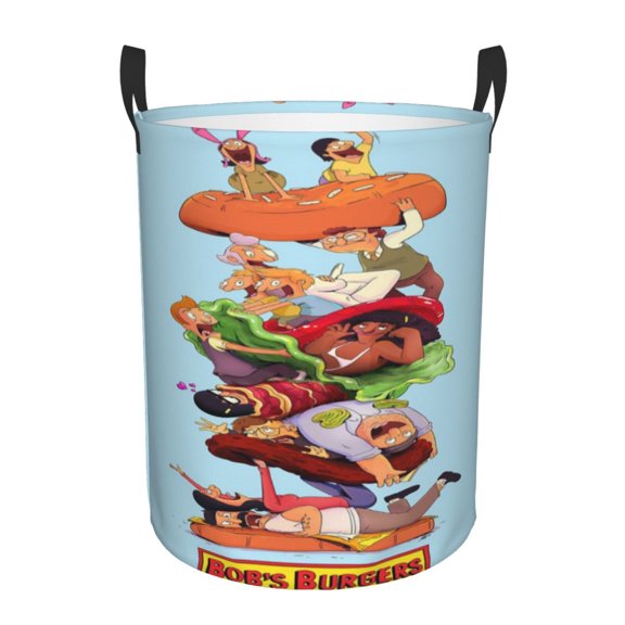 Bob's Burgers (11) Collapsible Laundry Basket Cartoon Laundry Hamper with Handles, Waterproof Organization Basket for Storage Clothes Toys in Bedroom, Bathroom