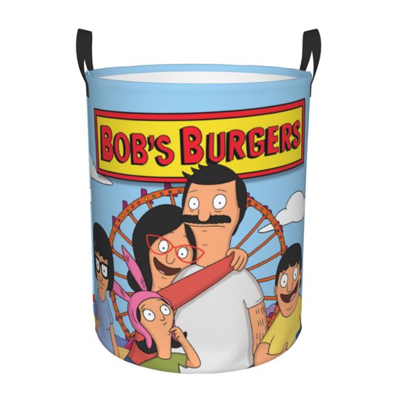 Bob's Burgers (19) Collapsible Laundry Basket Cartoon Laundry Hamper with Handles, Waterproof Organization Basket for Storage Clothes Toys in Bedroom, Bathroom