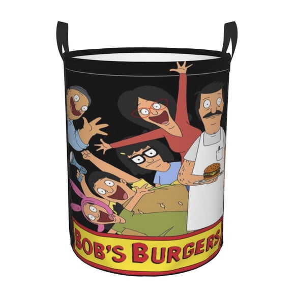 Bob's Burgers (2) Collapsible Laundry Basket Cartoon Laundry Hamper with Handles, Waterproof Organization Basket for Storage Clothes Toys in Bedroom, Bathroom