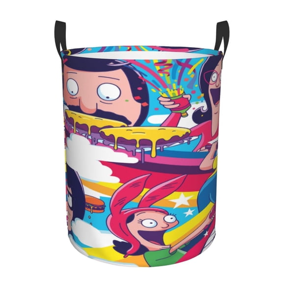Bob's Burgers (23) Collapsible Laundry Basket Cartoon Laundry Hamper with Handles, Waterproof Organization Basket for Storage Clothes Toys in Bedroom, Bathroom