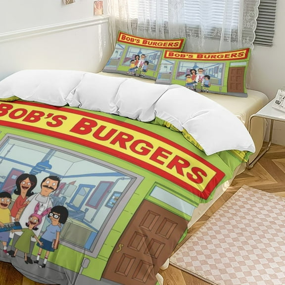 Bob's Burgers 3-Piece Bedding Set Soft Warm And Comfortable Soft Bed Set with 1 Duvet Cover And 2 Pillowcases for Bedroom