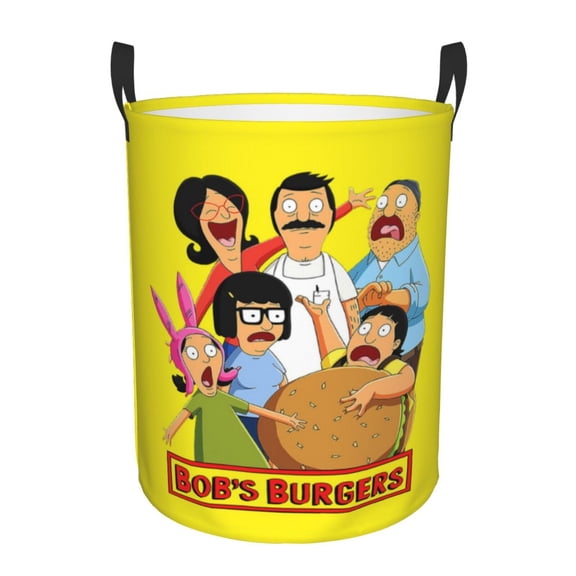 Bob's Burgers (30) Collapsible Laundry Basket Cartoon Laundry Hamper with Handles, Waterproof Organization Basket for Storage Clothes Toys in Bedroom, Bathroom