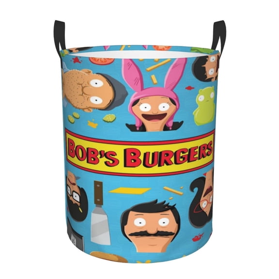 Bob's Burgers (36) Collapsible Laundry Basket Cartoon Laundry Hamper with Handles, Waterproof Organization Basket for Storage Clothes Toys in Bedroom, Bathroom