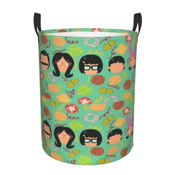Bob's Burgers (40) Collapsible Laundry Basket Cartoon Laundry Hamper with Handles, Waterproof Organization Basket for Storage Clothes Toys in Bedroom, Bathroom