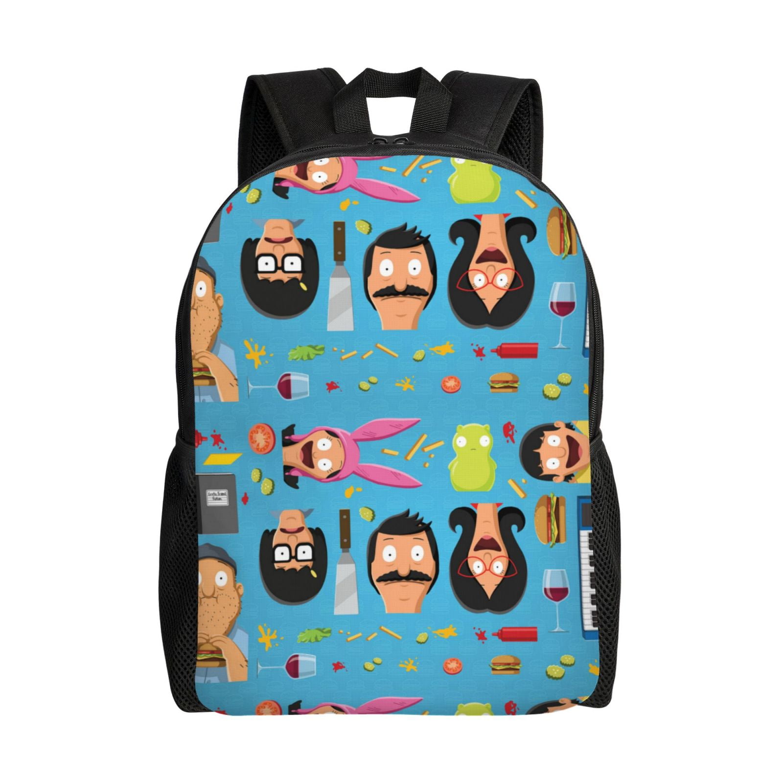 Cartoon Cat School Backpack For Teens - 11.5x8x16 Inch, Polyester, Padded Straps, Multiple Pockets