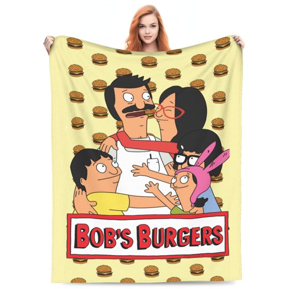 Bob's Burgers Bed Blanket Super Soft Fleece Throw Blanket Lightweight Warm Cozy Cartoon Blankets Gifts for Kids Adults 40"x30"