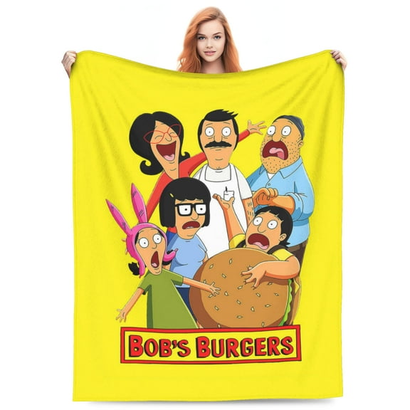 Bob's Burgers Bed Blanket Super Soft Fleece Throw Blanket Lightweight Warm Cozy Cartoon Blankets Gifts for Kids Adults 50"x40"