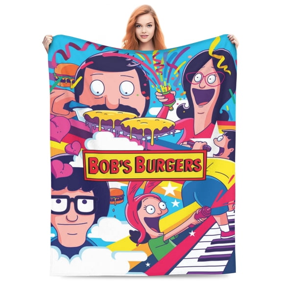 Bob's Burgers Bed Blanket Super Soft Fleece Throw Blanket Lightweight Warm Cozy Cartoon Blankets Gifts for Kids Adults 50"x40"