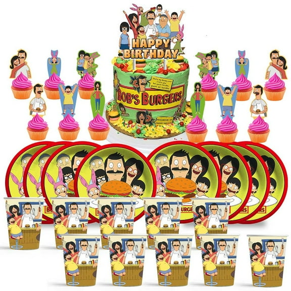 Bob's Burgers Birthday Cups Party Supplies Plates Fans Decorations Cake Topper Decor