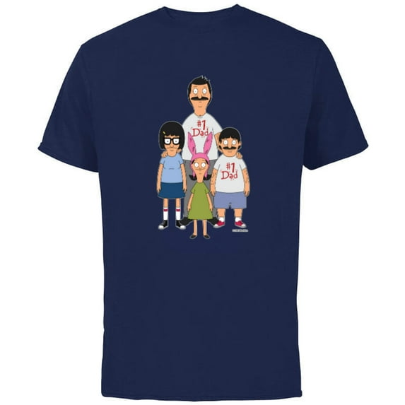 Bob’s Burgers Bob Tina Louise and Gene #1 Dad - Short Sleeve Cotton T-Shirt for Adults - Customized-Navy