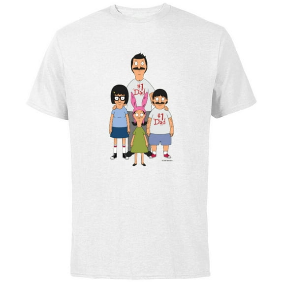 Bob’s Burgers Bob Tina Louise and Gene #1 Dad - Short Sleeve Cotton T-Shirt for Adults - Customized-White