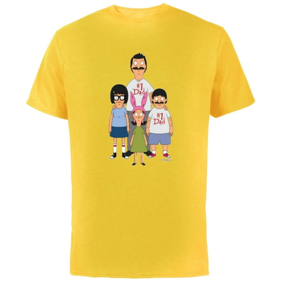 Bob’s Burgers Bob Tina Louise and Gene #1 Dad - Short Sleeve Cotton T-Shirt for Adults - Customized-Yellow