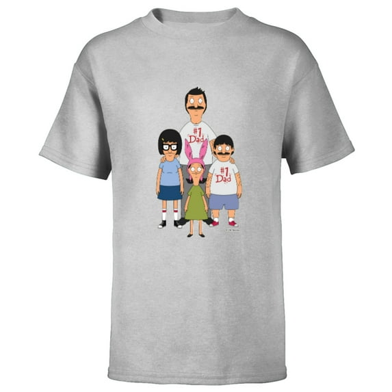 Bob’s Burgers Bob Tina Louise and Gene #1 Dad - Short Sleeve T-Shirt for Kids - Customized-Athletic Heather