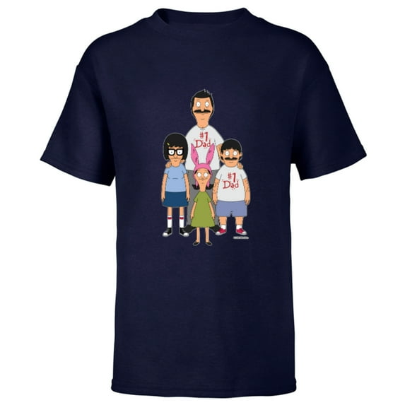 Bob’s Burgers Bob Tina Louise and Gene #1 Dad - Short Sleeve T-Shirt for Kids - Customized-Navy