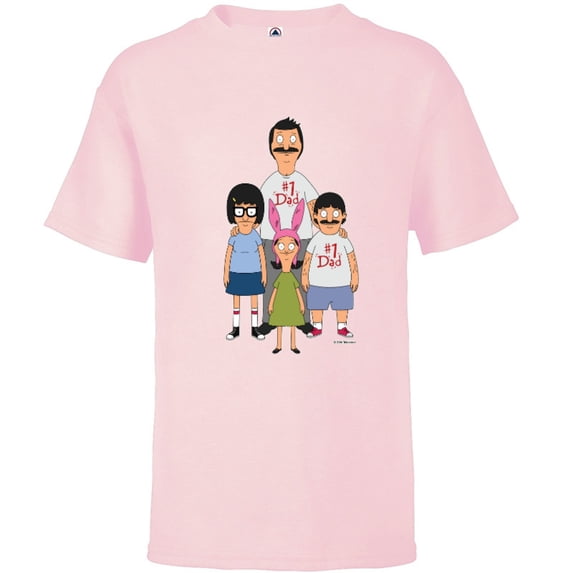 Bob’s Burgers Bob Tina Louise and Gene #1 Dad - Short Sleeve T-Shirt for Kids - Customized-Soft Pink