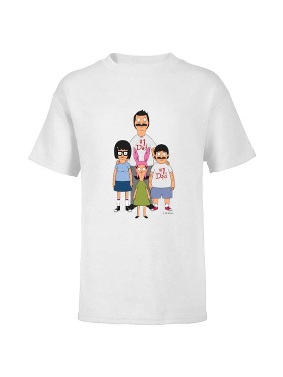 Bob’s Burgers Bob Tina Louise and Gene #1 Dad - Short Sleeve T-Shirt for Kids - Customized-White