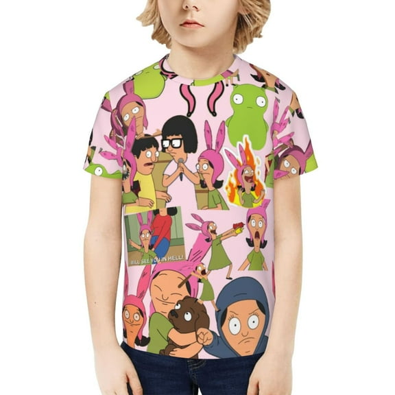 Bob's Burgers Boys Girls Teens T Shirt Graphic Print Casual Short Sleeve Funny Top Tees Shirt for Youth Kids