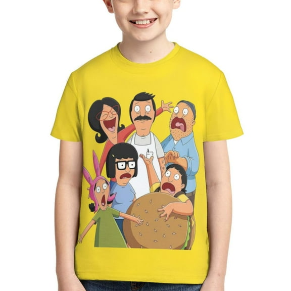 Bob's Burgers Burgers Teen T Shirts Unisex Crewneck Short Sleeve T-Shirt Tees Top For Boys Girls Youth Kids X-Small