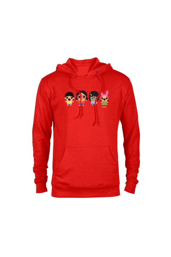 Bob’s Burgers Chibi Kawaii Linda Gene Tina and Louise - Pullover Hoodie for Adults - Customized-Red Heather
