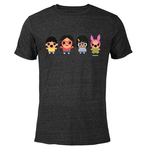 Bob’s Burgers Chibi Kawaii Linda Gene Tina and Louise - Short Sleeve Blended T-Shirt for Adults - Customized-Black