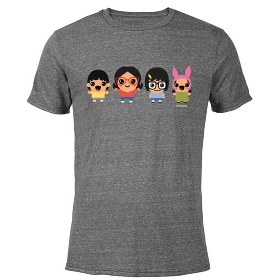 Bob’s Burgers Chibi Kawaii Linda Gene Tina and Louise - Short Sleeve Blended T-Shirt for Adults - Customized-Dark Heather