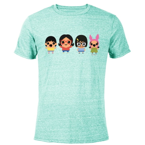 Bob’s Burgers Chibi Kawaii Linda Gene Tina and Louise - Short Sleeve Blended T-Shirt for Adults - Customized-Ocean Blue