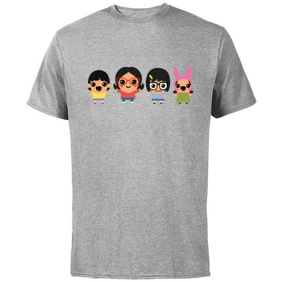 Bob’s Burgers Chibi Kawaii Linda Gene Tina and Louise - Short Sleeve Cotton T-Shirt for Adults - Customized-Athletic Heather