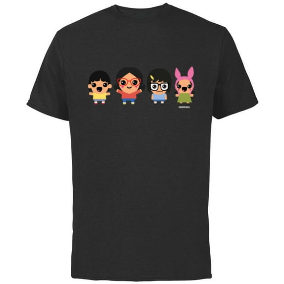 Bob’s Burgers Chibi Kawaii Linda Gene Tina and Louise - Short Sleeve Cotton T-Shirt for Adults - Customized-Black